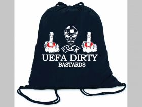 Fuck UEFA Dirty Bastards  ľahké sťahovacie vrecko ( batôžtek / vak ) s čiernou šnúrkou, 100% bavlna 100 g/m2, rozmery cca. 37 x 41 cm